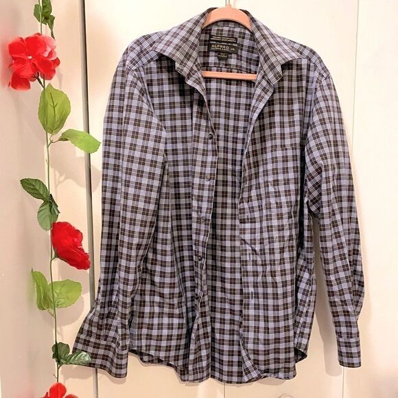 🌷 Alfred Sung🌷Plaid Button Down Classic Shirt - Picture 3 of 8